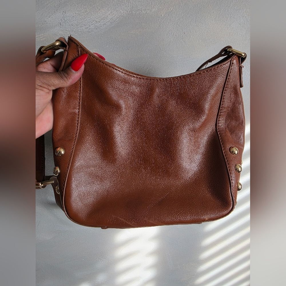Vintage Juicy Couture Leather Tan Gold Side Studded Hobo Shoulder Handbag Purse - Picture 8 of 16